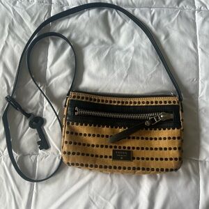 Fossil Tan and Black Crossbody Bag